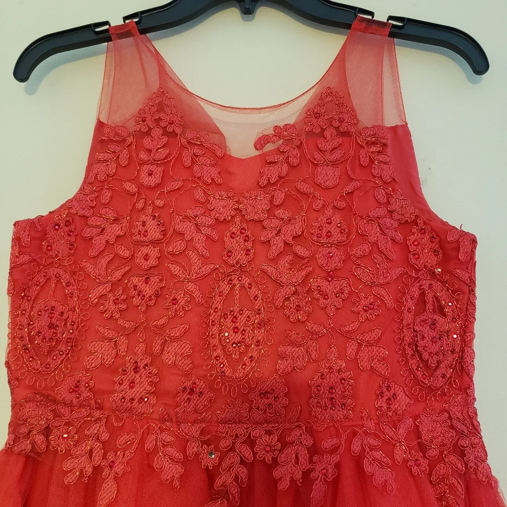 Blush By Us Angels Elegant Red Lace Kids Dress Size 14